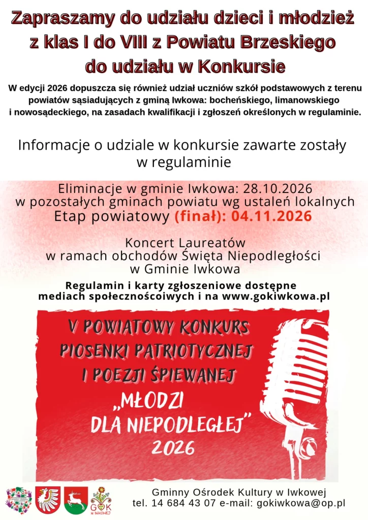 V Powiatowy Konkurs Piosenki Patriotycznej i Poezji Śpiewanej „Młodzi dla Niepodległej” 2026
